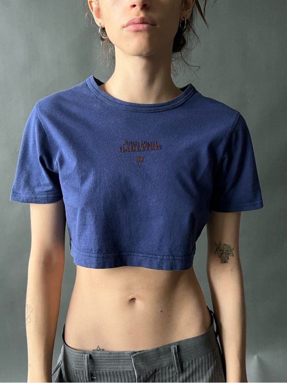 Jean Paul Gaultier Femme Embossed Logo Crop Top
